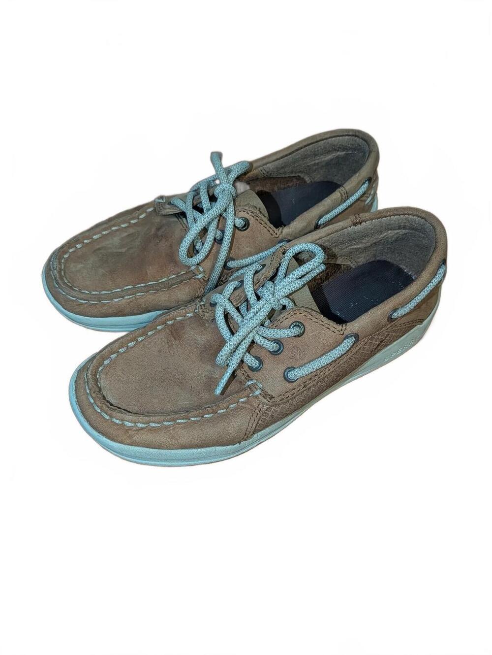 Sperry Topsiders Boy's 1M Gamefish Jr. Brown Leather Boat Shoes with Memory Foam